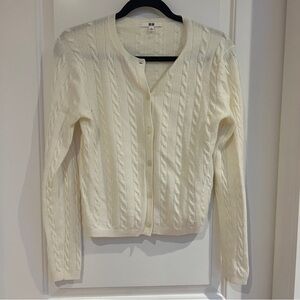 Uniqlo Cream Cable Knit Cardigan